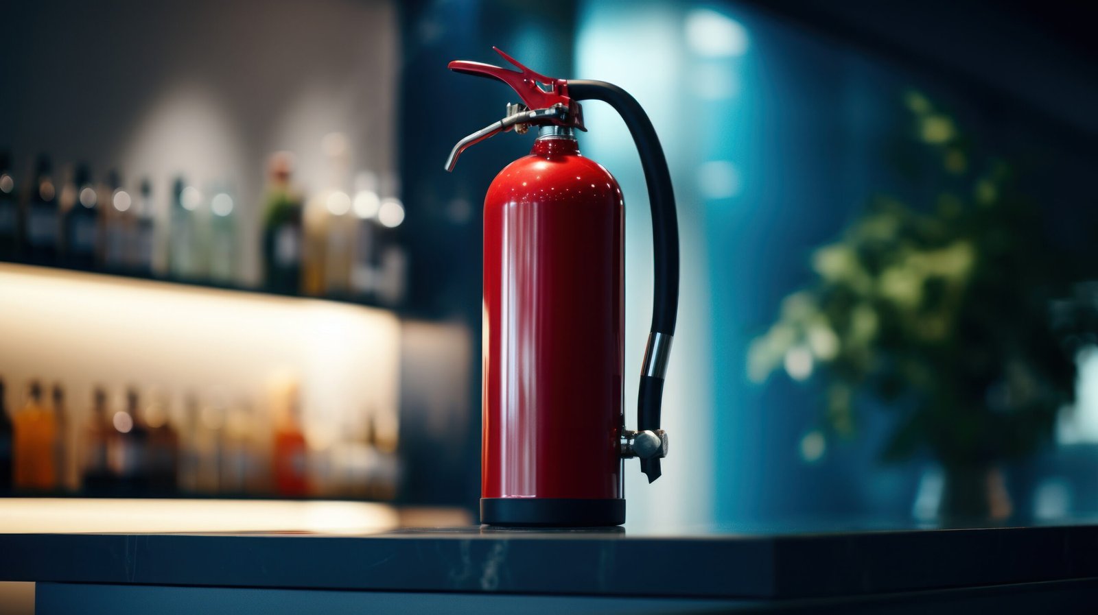 Fire extinguisher mounted on a wall in a modern and elegant interior